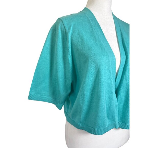 Fresh Produce Bolero‎ Cropped Knit Cardigan Sweater Turquoise Size 1X NWT $75 - Picture 2 of 8